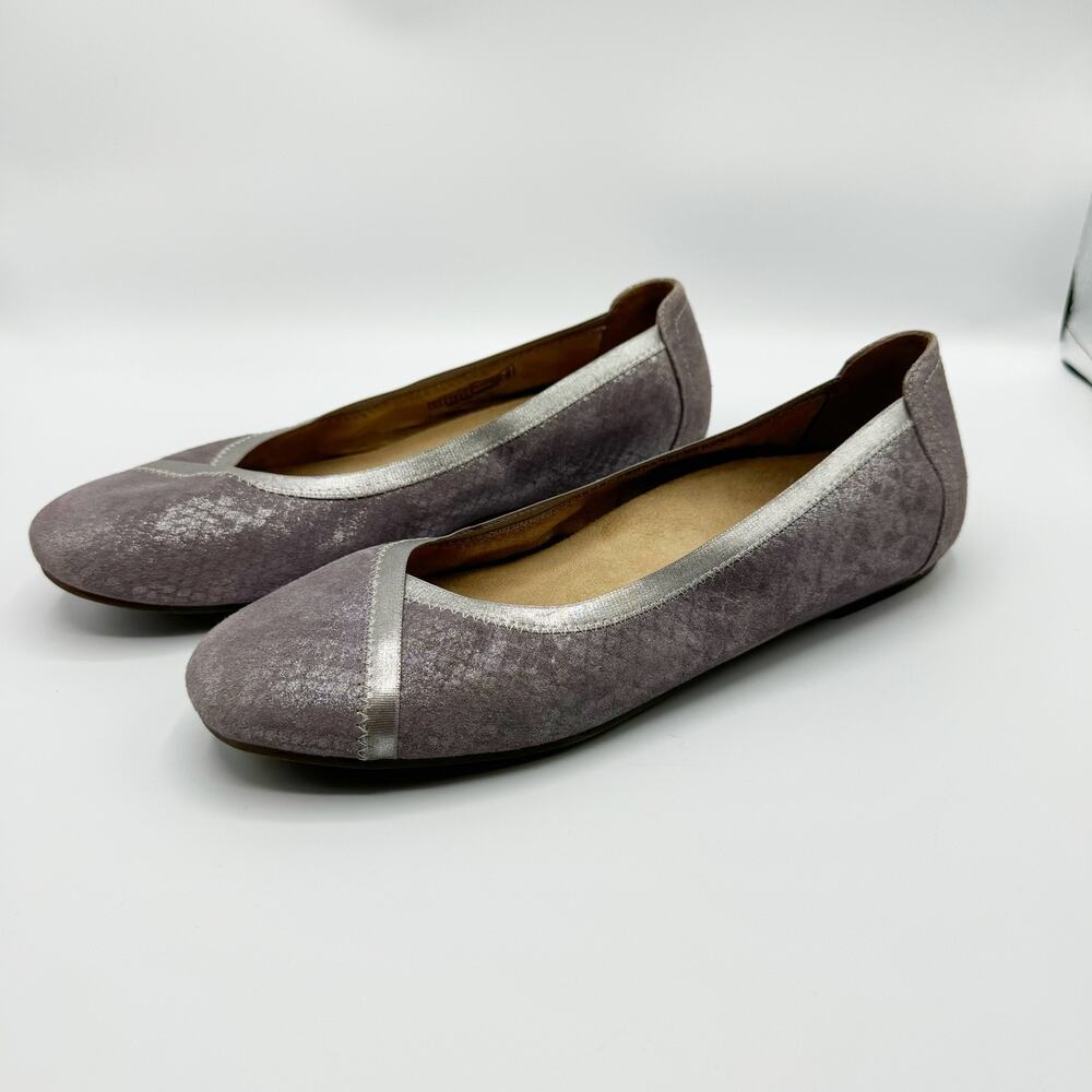 VIONIC Spark Caroll Metallic Pewter Ballet Flats Lavender Women Size 10 Shoes